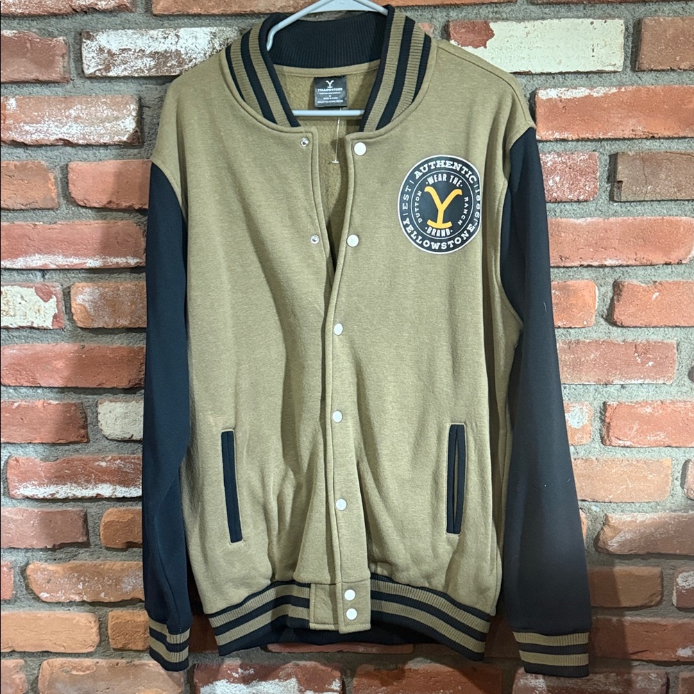 Yellowstone Men's Tan and Black Varsity Jacket